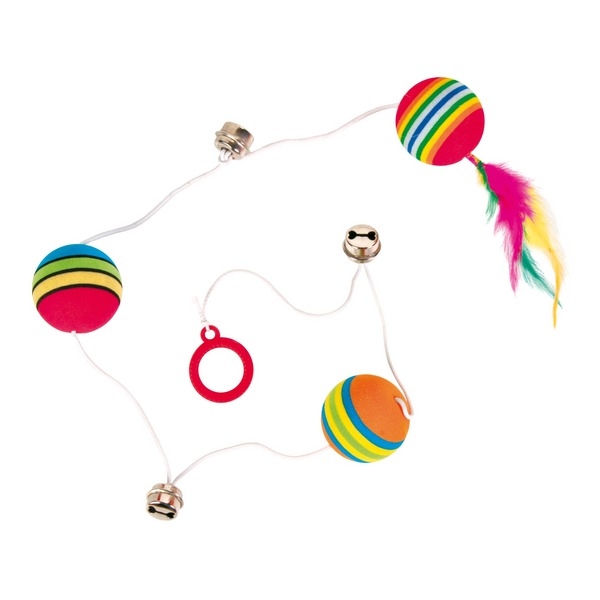 Trixie 3 Rainbow-Bälle am Gummiband mit Glöckchen – Bild 3