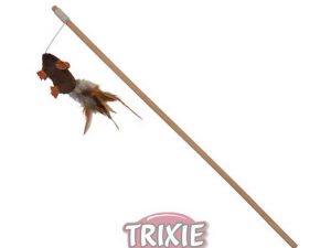 Trixie Spielangel Plüschmaus mit Federn