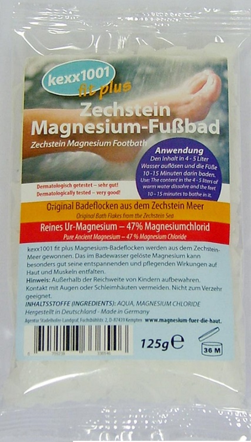 Zechstein Magnesium-Fußbad 125g - 47% Magnesiumchlorid - kexx1001