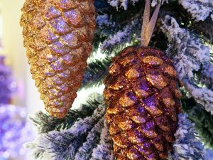 EUROPALMS Tannenzapfenhänger, glitzer, kupfer, 23cm
