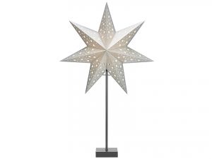 MARKSLÖJD Standleuchter Solvalla Stern 230V,Zuleitung, EIN/AUS-Schalter H:69cm Ø45cm silber