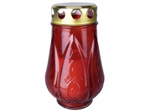 Grablampe Glas mit Golddeckel konisch Öllicht Nr. 3 17,5cm