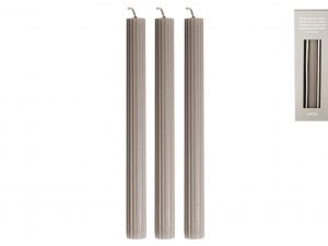 GUSTA Leuchterkerze 'Rippen'  3er Pack 3 Stück