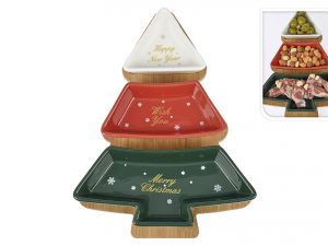 Servierplatte mit Tannenbaumschälchen 4-teilig 1 Servierplatte mit 3 Schälchen