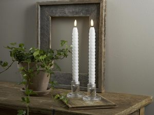 STAR TRADING LED-Echtwachs-Leuchterkerze 'Flamme Swirl Antique' 2er Set