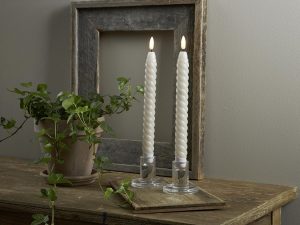 STAR TRADING LED-Echtwachs-Leuchterkerze 'Flamme Swirl Antique' 2er Set