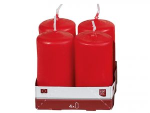 Stumpenkerze 8cm Ø4cm rot 4 Pack
