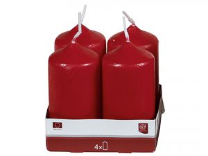 Stumpenkerze 8cm Ø4cm bordeaux 4 Pack