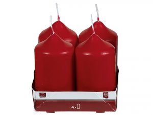 Stumpenkerze 9xØ5cm bordeaux 4 Pack