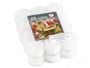 Teelichte Klarsichthülle Ø4cm 24er weiß