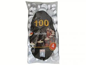 Qualitäts-Teelicht RAL Ø4cm 100er Beutel weiß