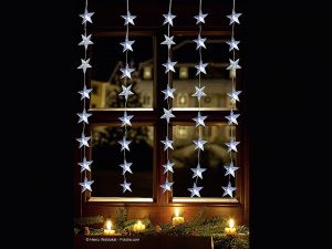 F-H-S LED-Lichtervorhang Stern 40LED kaltweiß IP 44 Außenadapter 1x1,2xm transparent 40