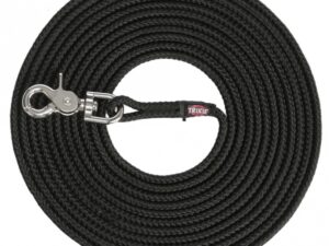 Trixie Schleppleine, rund aus Segeltau mit Trigger Snap Hook - schwarz - 5 m