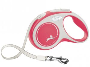 FLEXI Rollleine New COMFORT Gurt - 5m, bis 15kg - rot