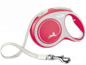FLEXI Rollleine New COMFORT Gurt - 5m, bis 60kg - rot