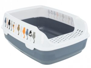 Trixie Katzentoilette Delio mit Motiv - grau/weiß