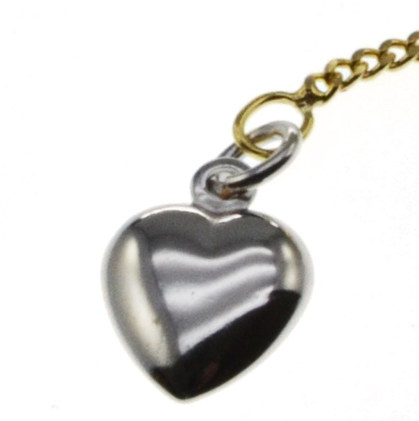 Fusskette - Panzer - 25cm - 585 Gelbgold mit Herzchen in 585 Weissgold – Bild 3