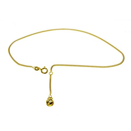 Fusskettchen - Panzer - 25cm - 585 Gelbgold mit Zirkonia-Anhänger