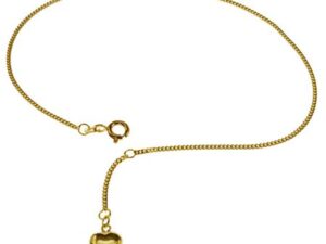 Fusskettchen -  25cm - 333 Gelbgold mit Herzchen