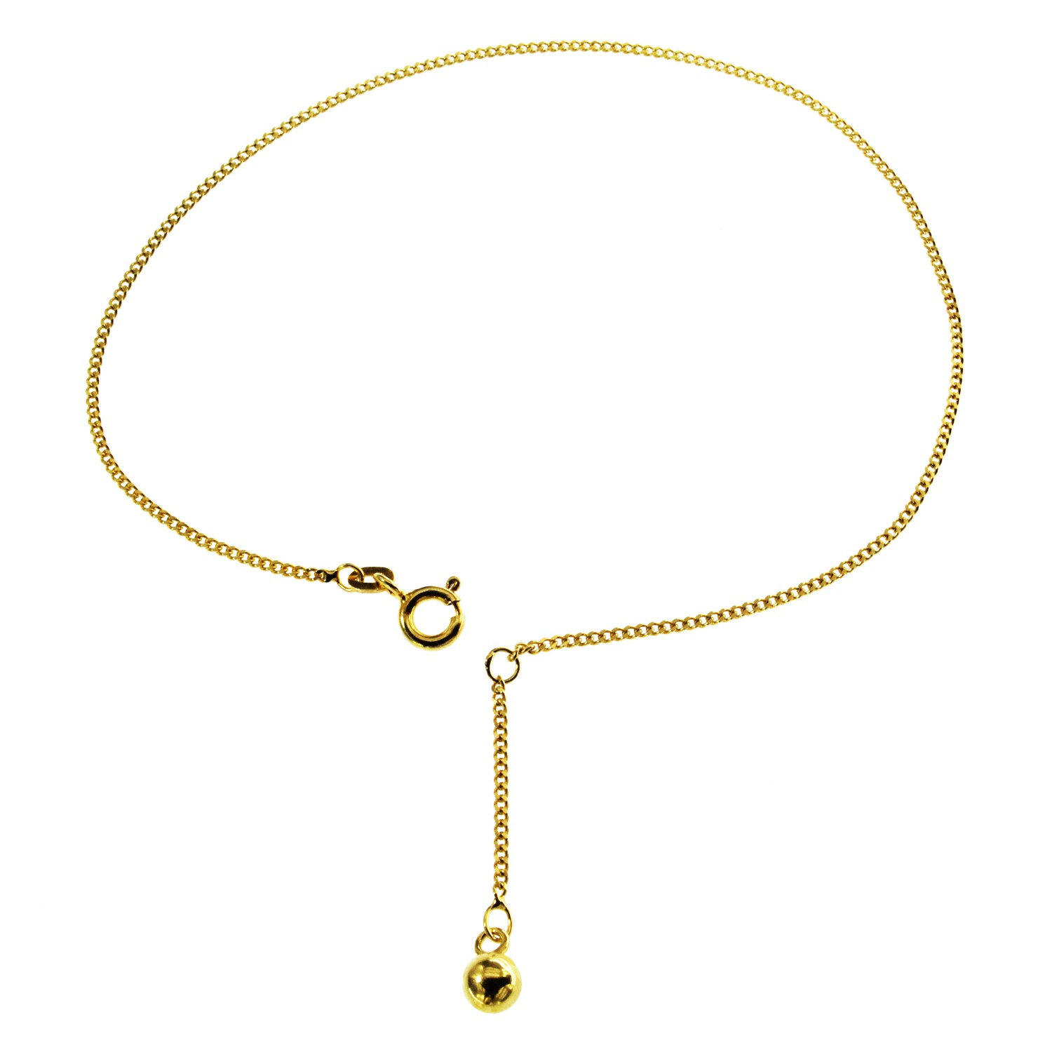 Fusskettchen - Panzerkette - 25cm - 585 Gelbgold mit großer Kugel