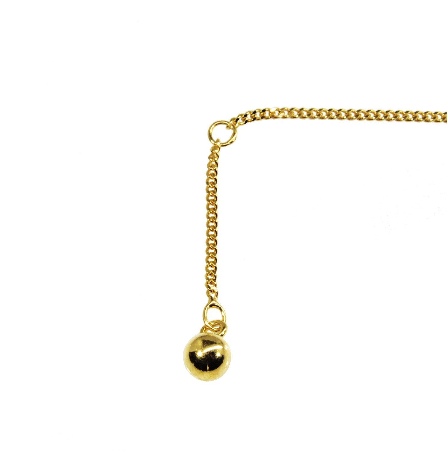 Fusskettchen - Panzerkette - 25cm - 585 Gelbgold mit großer Kugel – Bild 3