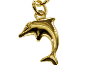 Fusskettchen Delfin - Fugarokette diamantiert - 25cm - 585 Gelbgold