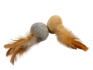 Duvoplus Cat Toy Cushy Bälle mit Federn braun/grau - 2 Stück