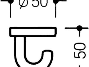 Einzelhaken 477.90.015 Unterkopfh.A.50mm PA 99 reinweiß H.50mm D.50mm HEWI