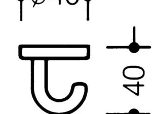 Einzelhaken 477.90.040 Unterkopfh.A.40mm PA 97 lichtgrau H.40mm D.40mm HEWI