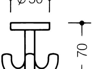 Dreifachhaken 477.90.050 dreifach A.50mm PA lichtgrau 97 H.70mm D.50mm HEWI