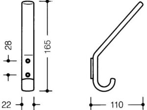 Garderobenhaken 477.90.070 einfach A.108mm PA 99 reinweiß H.163mm HEWI