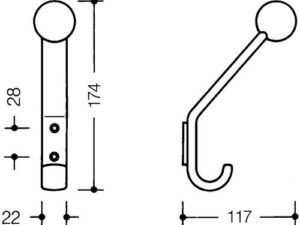 Garderobenhaken 477.90.080 einfach A.116mm PA 99 reinweiß H.172mm HEWI