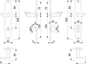 Langschildgarnitur Weimar M112SLN/2007 MS F71 SK/OL 78mm DIN L/R HOPPE