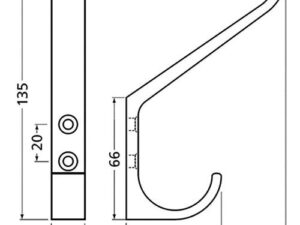 Huthaken 0148 einfach A.86,5mm Alu.silberf.elox.H.135mm HERMETA