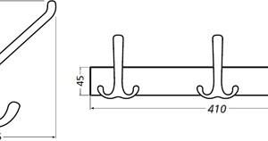 Huthakenleiste 0822-0823 3 Hak.A.96mm LM silberf.elox.H.102mm HERMETA