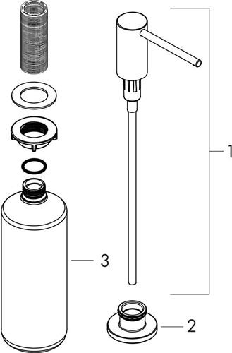 Spülmittelspender AXOR UNO Einbauversion Edelstahl-Optik