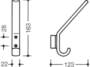 Hewi Garderobenhaken SERIE 477 163mm, mit Distanzstück sand