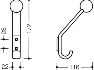 Hewi Garderobenhaken SERIE 477 172mm hoch, mit Kugel sand
