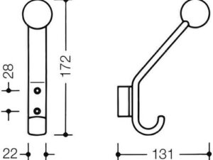 Hewi Garderobenhaken SERIE 477 172mm h m Kg und Distanzstück senfgelb