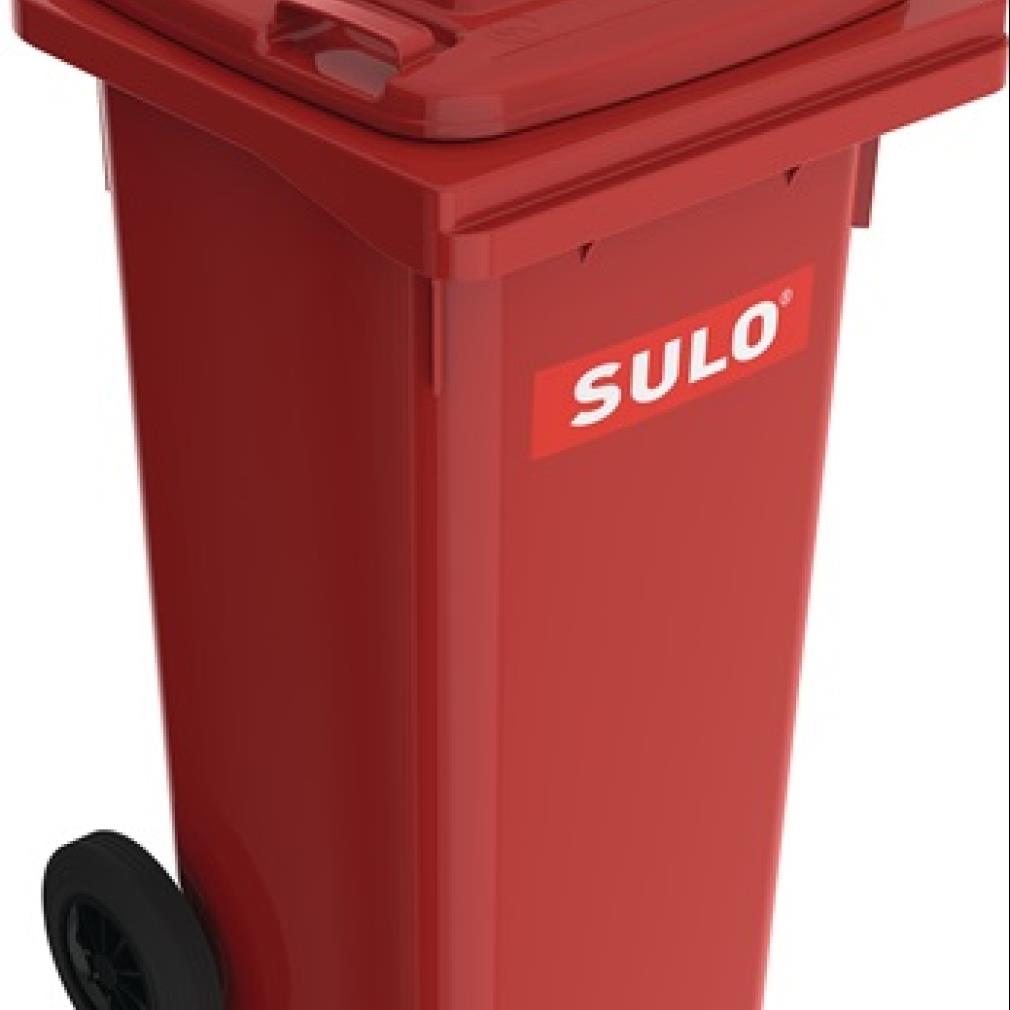 Müllgroßbehälter 120l HDPE rot fahrbar,n.EN 840 SULO
