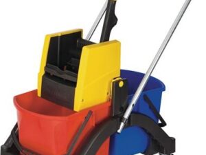 Reinigungswagenset Eimer 2 x 17l u.Presse/Stiel/Halter/5 Mopps Ku.
