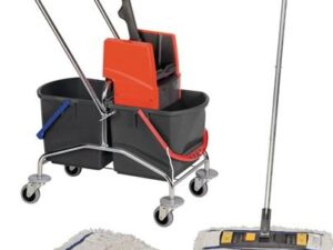 Reinigungswagenset Eimer 2x17l Presse/Stiel/Halter/4 Mopps STA