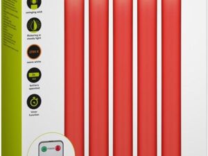 5er-Set rote LED-Echtwachs-Stabkerzen, inkl. Fernbedienung- VPE: 1