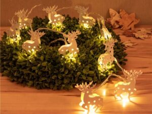 10er LED-Lichterkette Rentier, weiß- VPE: 1