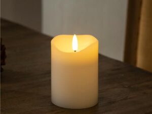 LED-Echtwachskerze, weiß, 7,5 x 10 cm- VPE: 1