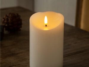 LED-Echtwachskerze, weiß, 10 x 15 cm- VPE: 1
