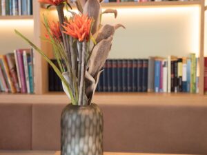 EUROPALMS Dahlie (EVA), Kunstpflanze, orange, 100cm