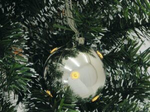 EUROPALMS LED Weihnachtskugel 6cm,silber 6x