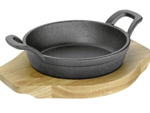 KÜCHENPROFI BBQ Servierpfanne mit 2 Griffen Pfanne, Holzbrett, Bedienungsanleitung / Pflegehinweise