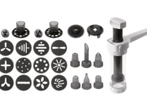 Dr. Oetker Gebäckpressen- / Garnierspritzenset 23-teilig 1 x Gebäckpresse / Garnierspritze, 16 Formscheiben, 6 Tüllen